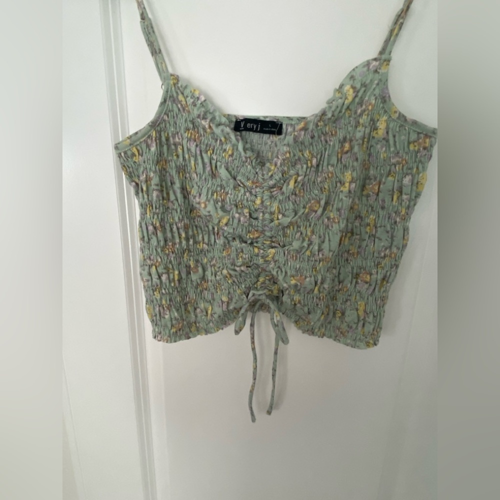 Very J Sage Floral Crop Top from Pink Lily